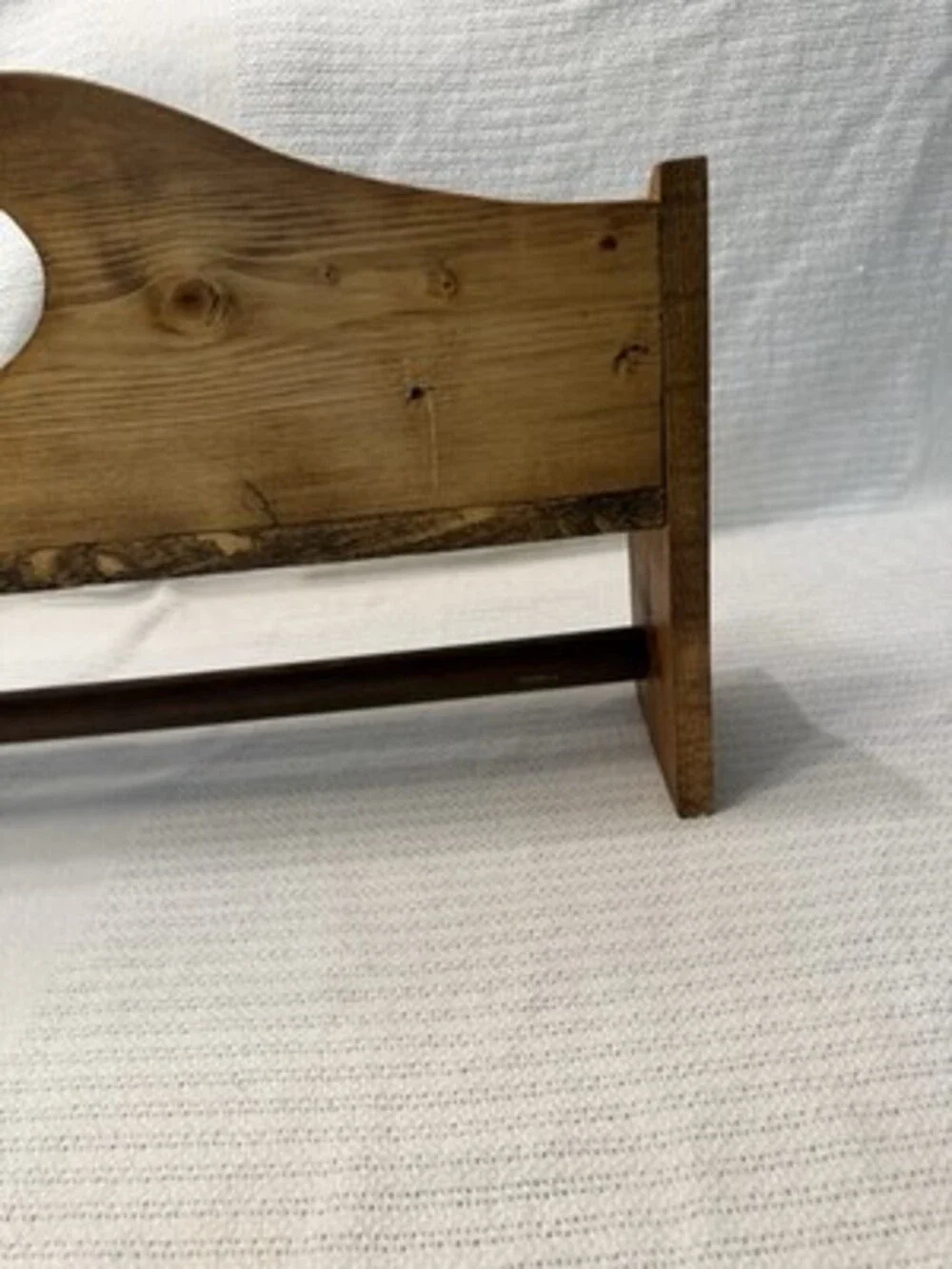 Vtg Solid Wood Wall Shelf Quilt Rack Hanging Bar  37.5” Heart Cutout Cottagecore